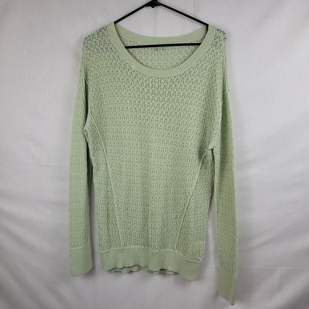 Halogen Womens‎ Green Cotton Long Sleeve Round Neck Pullover Sweater Size Medium
